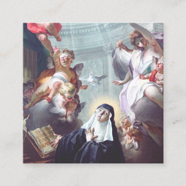 Saint Scholastica Twin Sister of Saint Benedict Square Business Card (Front)