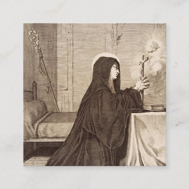 Saint Scholastica Twin Sister of Saint Benedict Square Business Card (Front)