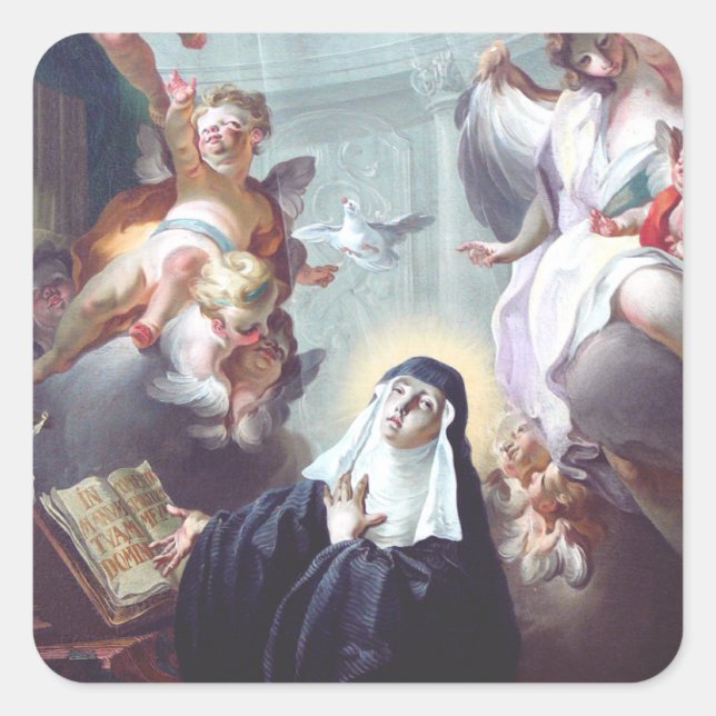 Saint Scholastica Twin Sister of Saint Benedict Square Sticker (Front)