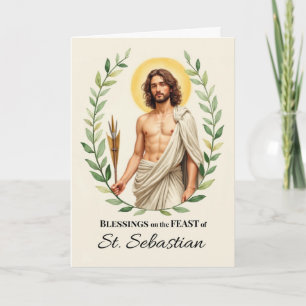 Saint Sebastian Feast Day Blessings Leafy Wreath Card