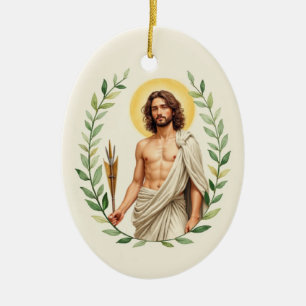 Saint Sebastian God's Peace and Blessings Scriptur Ceramic Tree Decoration