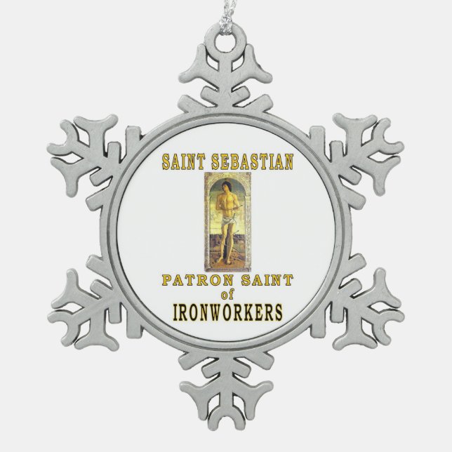 SAINT SEBASTIAN SNOWFLAKE PEWTER CHRISTMAS ORNAMENT (Front)
