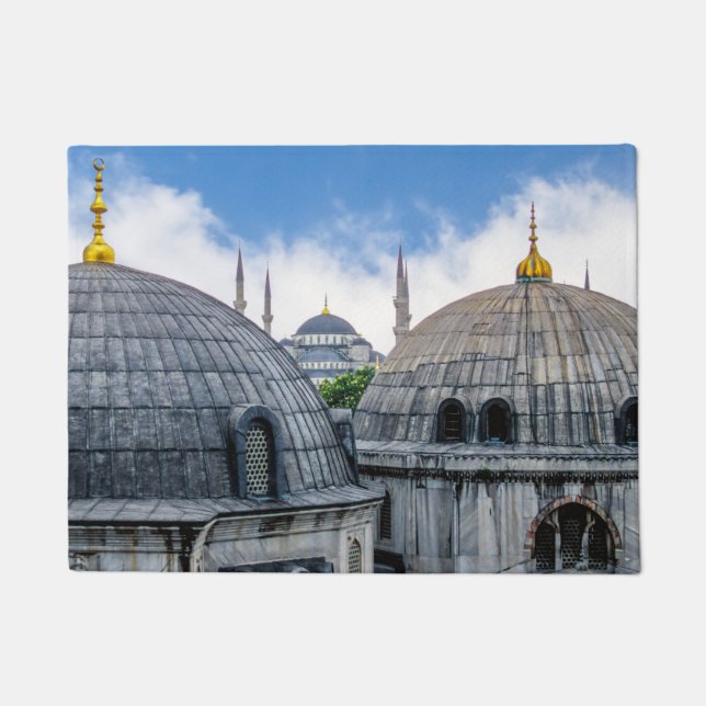 Saint Sophie Cathedral and Blue Mosque - Istanbul  Doormat (Front)
