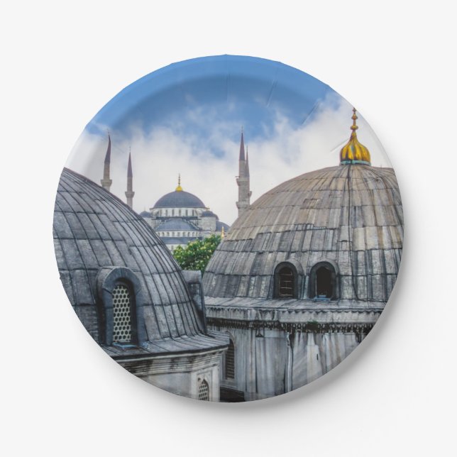 Saint Sophie Cathedral and Blue Mosque - Istanbul Paper Plate (Front)