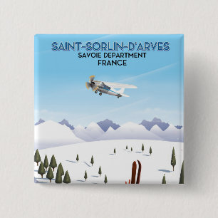 Saint-Sorlin d'Arves France ski poster 15 Cm Square Badge
