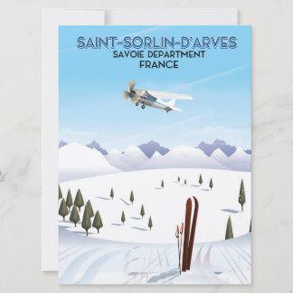 Saint-Sorlin d'Arves France ski poster Invitation