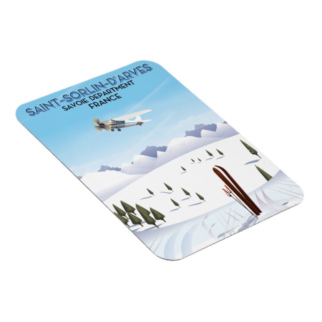 Saint-Sorlin d'Arves France ski poster Magnet (Right Side)