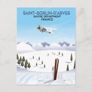 Saint-Sorlin d'Arves France ski poster Postcard