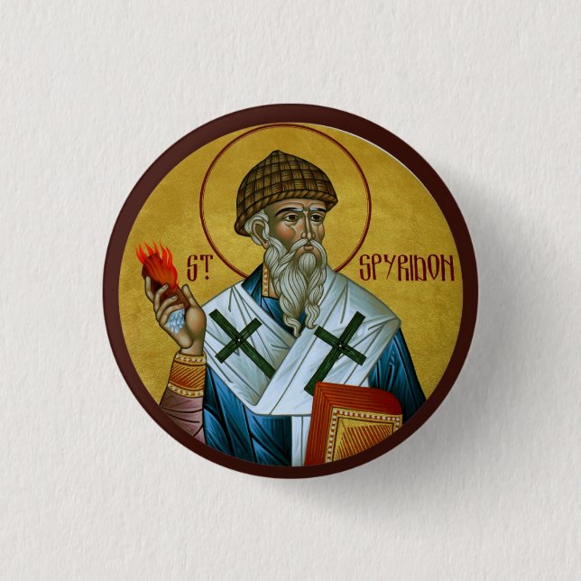 Saint Spyridon Icon Button (Front)