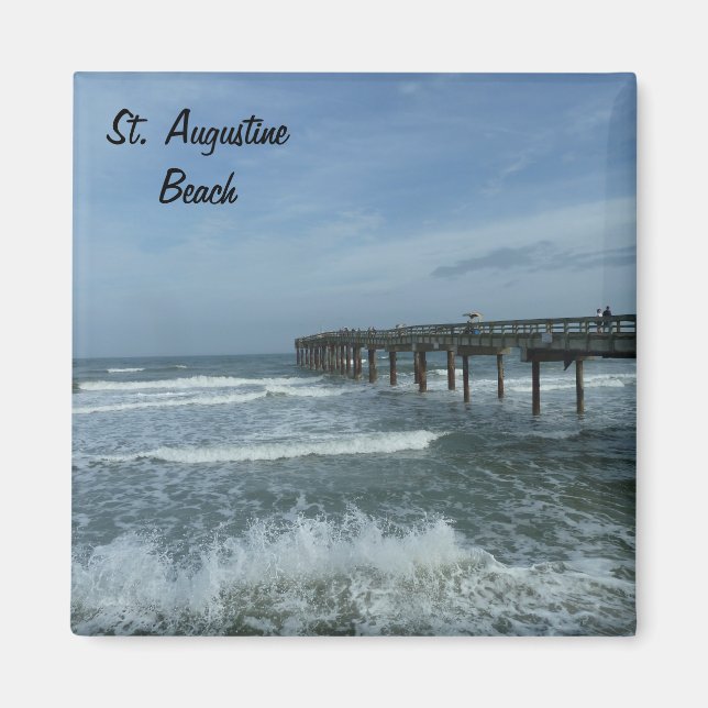 Saint St. Augustine Beach Pier Photo Magnet FL (Front)