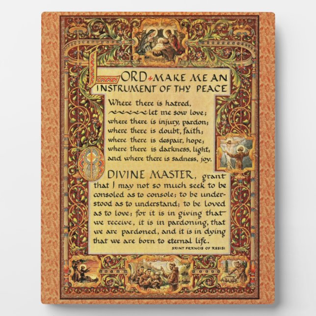 Saint St.Francis of Assisi Simple Prayer For Peace Plaque (Front)