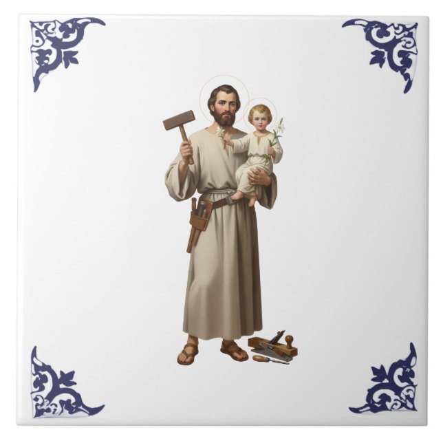 Saint St Joseph & Chiltd Jesus Religious Tile (Front)