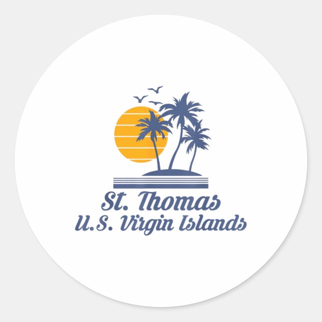 Saint St Thomas Us Virgin Islands Beach Caribbean  Classic Round Sticker (Front)