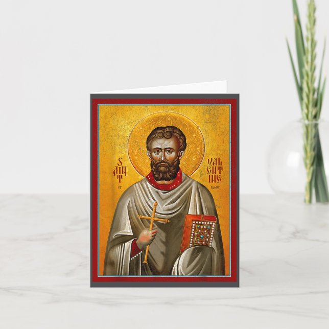 Saint St Valentine Eastern Orthodox Byzantine Art  Card (Front)