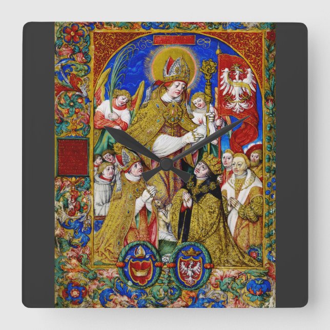 Saint Stanislaus Bishop and Martyr Fine Art Square Wall Clock (Front)