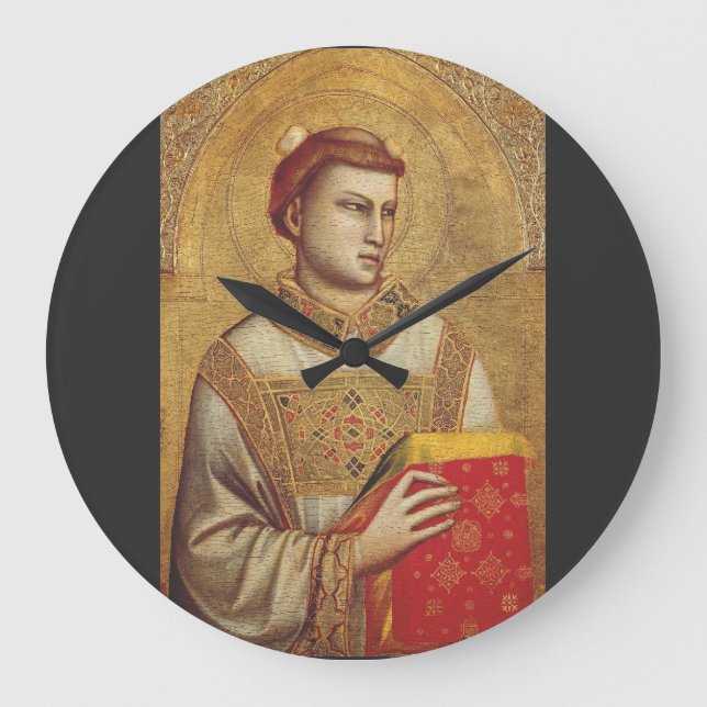 Saint Stephen by Giotto Fine Art Reproduction Large Clock (Front)