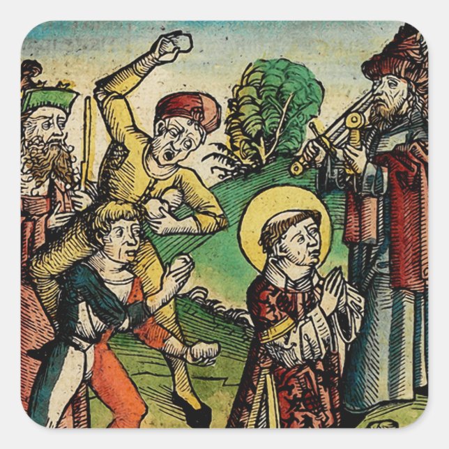 Saint Stephen the Protomartyr Fine Art Iconography Square Sticker (Front)