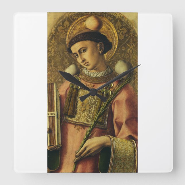 Saint Stephen the Protomartyr Fine Art Iconography Square Wall Clock (Front)