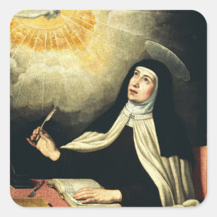 Saint Teresa of Avila Mystic of Fire Art Square Sticker