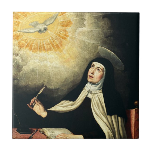 Saint Teresa of Avila Mystic of Fire Art  Tile (Front)