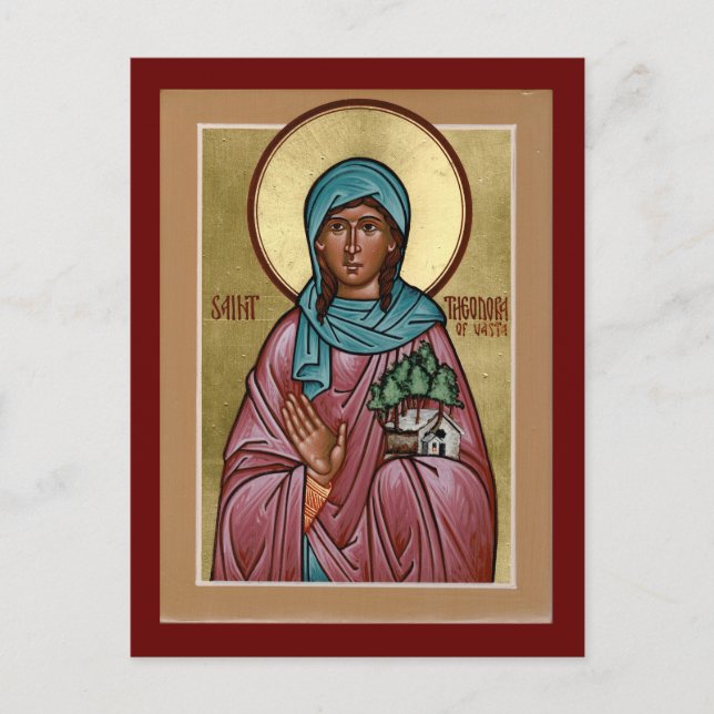 Saint Theodora of Vasta Prayer Card (Front)