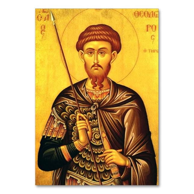 Saint Theodore Tiron orthodox icon Table Number (Front)