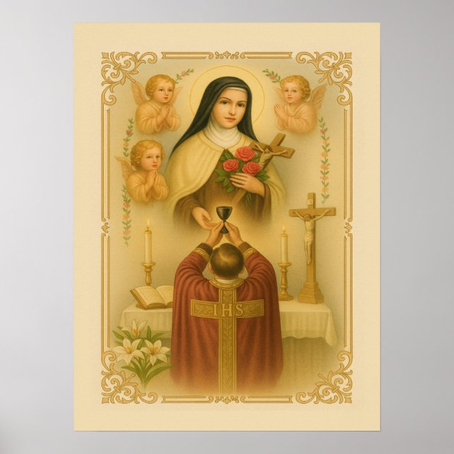 Saint Thérèse of Lisieux Catholic Priest at Mass Poster (Front)