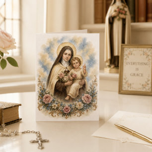 Saint Thérèse of Lisieux Roses Quote Card