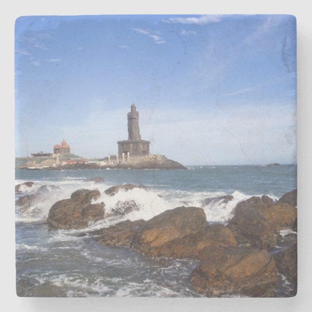 Saint Thiruvalluvar Statue | Tamil Nadu, India Stone Coaster (Front)