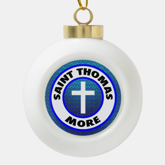 Saint Thomas More Ceramic Ball Christmas Ornament (Front)