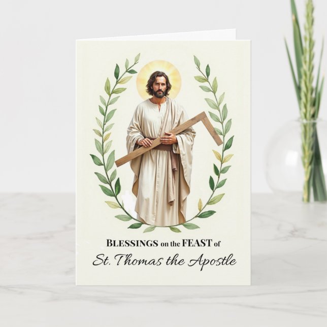 Saint Thomas the Apostle Feast Day Blessings Wreat Card (Front)