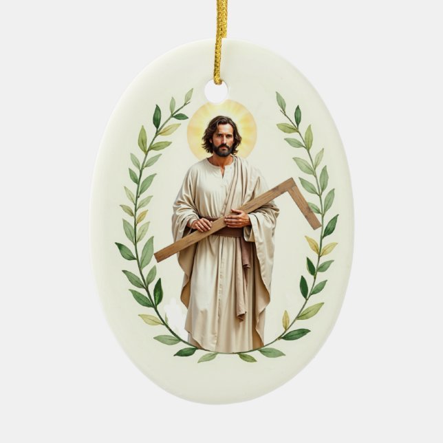 Saint Thomas the Apostle God's Peace and Blessings Ceramic Tree Decoration (Front)