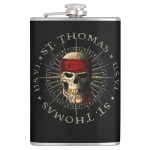 Saint Thomas USVI Pirate Skull Hip Flask