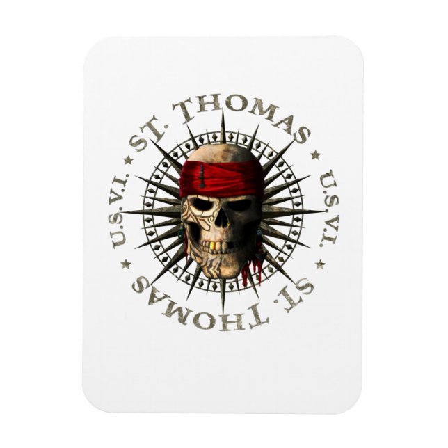 Saint Thomas USVI Pirate Skull Magnet (Vertical)