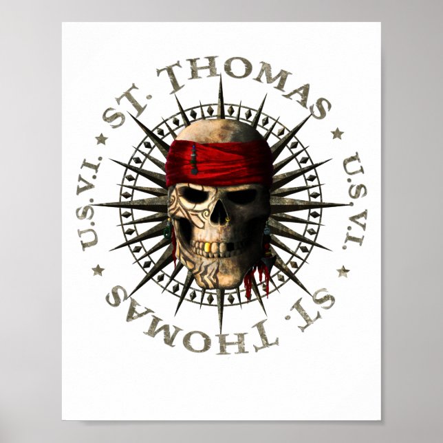 Saint Thomas USVI Pirate Skull Poster (Front)