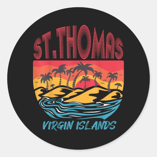 Saint Thomas Virgin Islands Surfing Beach Ocean Va Classic Round Sticker (Front)