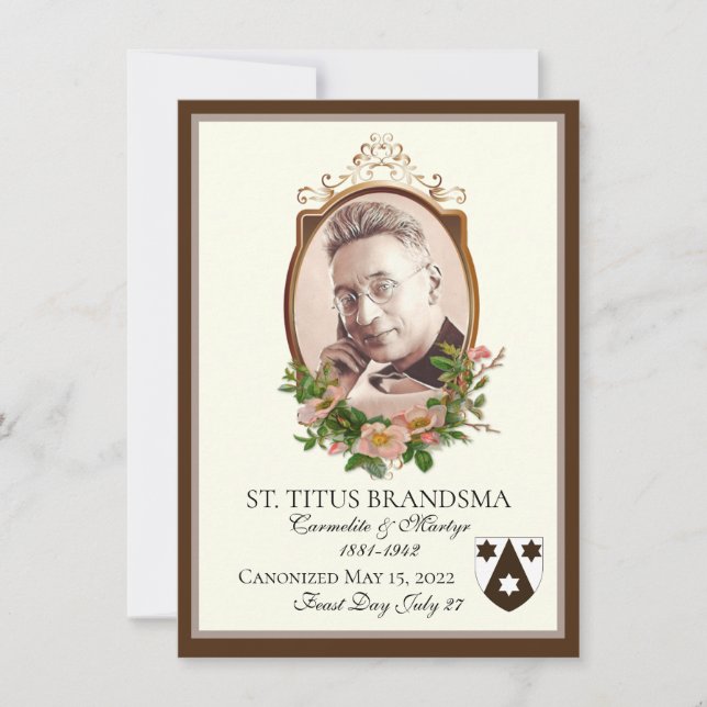 Saint Titus Brandsma Canonisation Commemoration Card (Front)