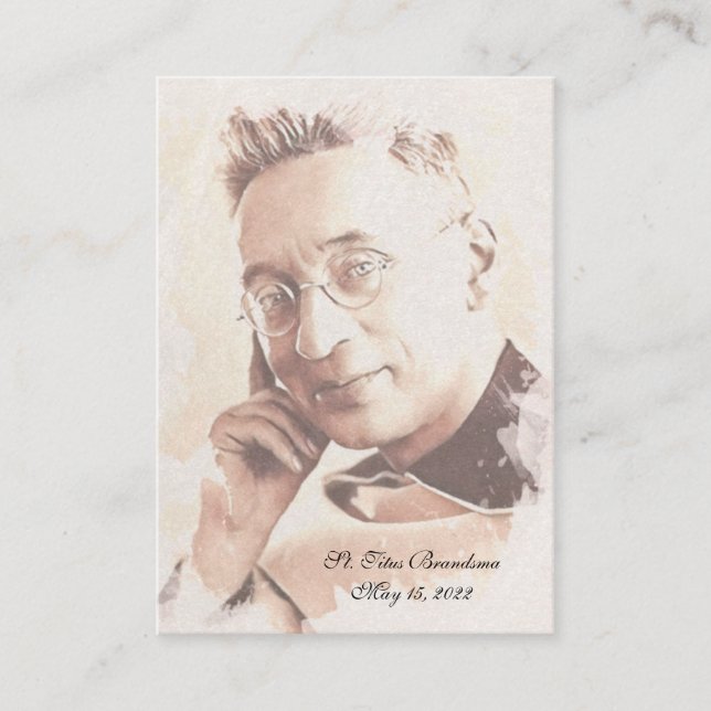 Saint Titus Brandsma Catholic Prayer Priest Place Card (Front)
