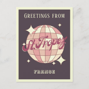 Saint Tropez France retro vintage party Postcard