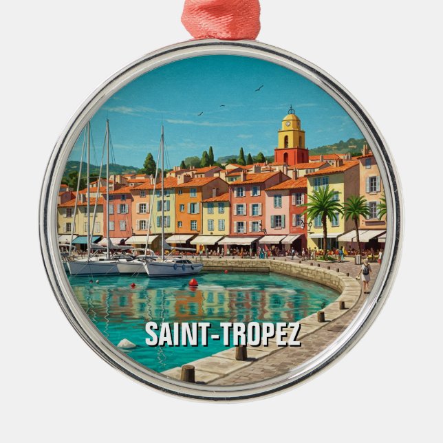 Saint-Tropez France Travel Metal Tree Decoration (Front)