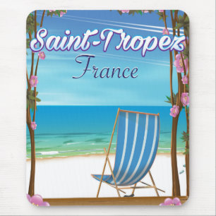 Saint-Tropez France Travel poster Mouse Mat