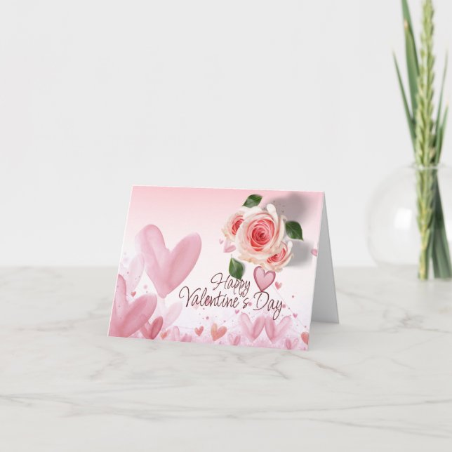 Saint Valentín Romantico with Roses Holiday Card (Front)