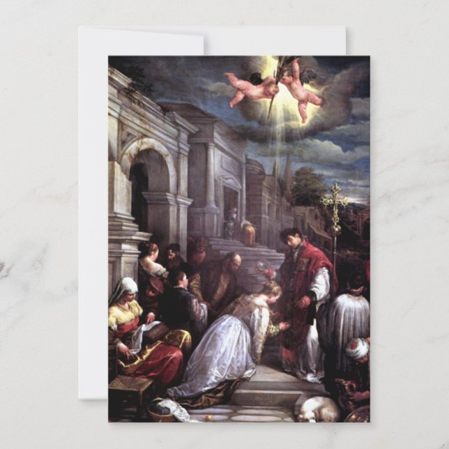 Saint Valentine Baptising Saint Lucilla - Bassano Holiday Card (Front)