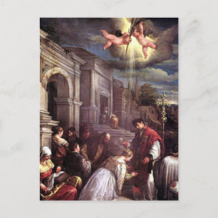 Saint Valentine baptising Saint Lucilla postcard