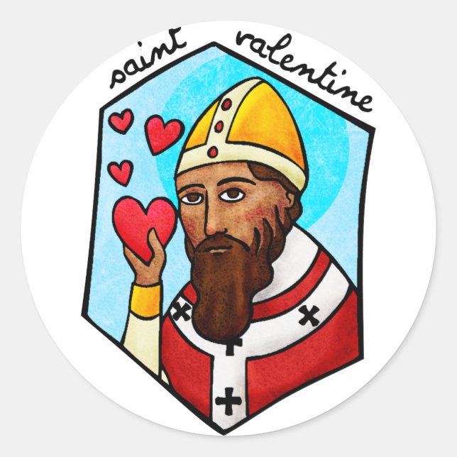 Saint Valentine Classic Round Sticker (Front)