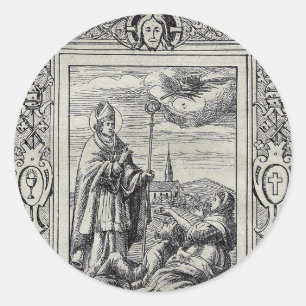 Saint Valentine of Rome Engraving Premium Art Classic Round Sticker