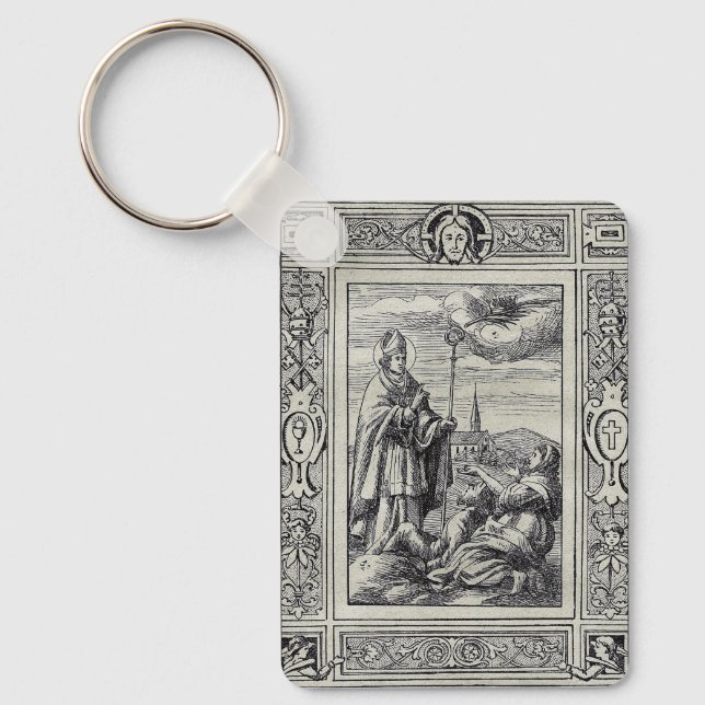 Saint Valentine of Rome Engraving Premium Art Key Ring (Front)