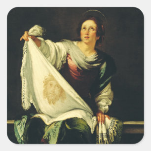 Saint Veronica Art The Miracle of the Holy Face Square Sticker