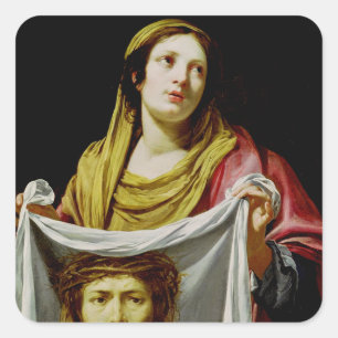 Saint Veronica with the Holy Veil Sacred Fine Art Square Sticker
