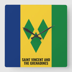 Saint Vincent and the Grenadines Flag Dazzling Square Wall Clock